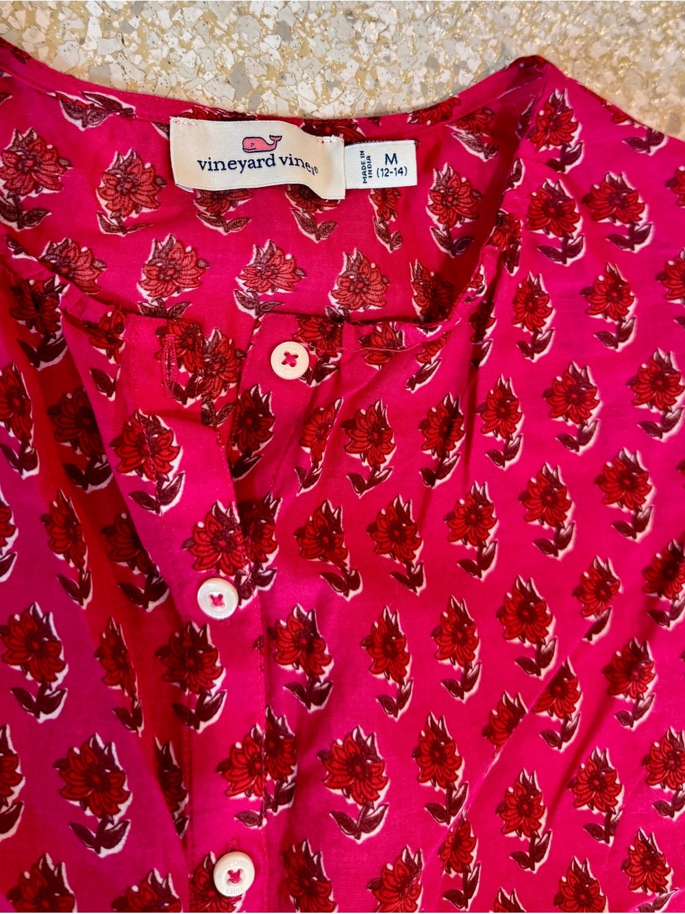 Vineyard Vines Girl’s Pink Floral Button Shirt